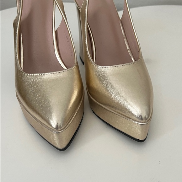Chic Gold Platform Slingback Heels - Picture 7 of 10